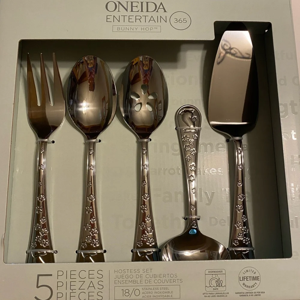 Oneida Easter Spring Hostess Set Bunny Hop Entertain 365 New in Box